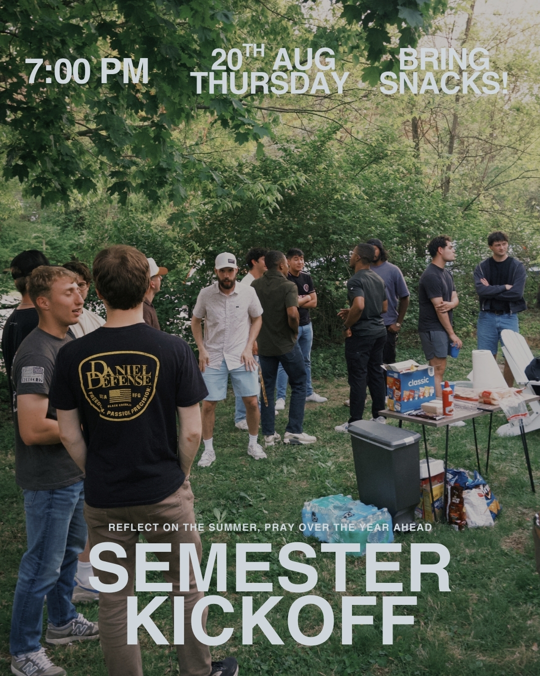 Hustle House fellows gathered outdoors for the Semester Kickoff